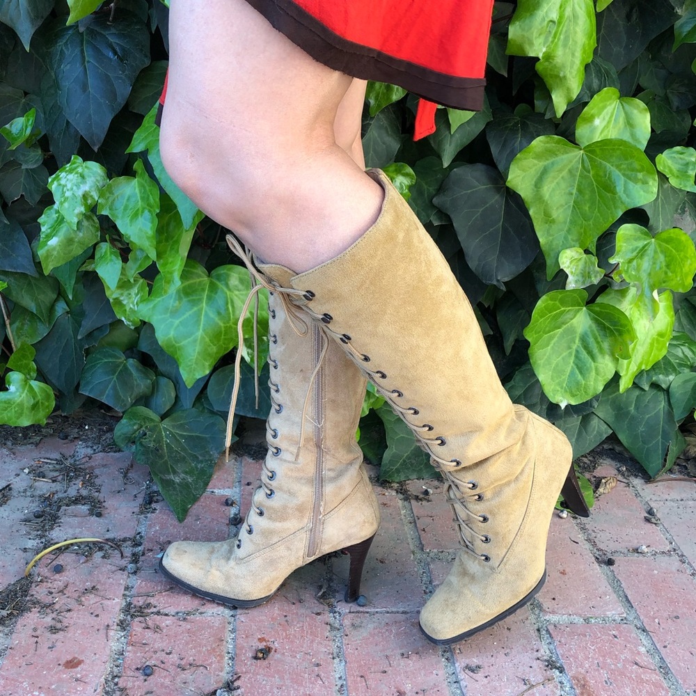 Candie’s Faux Leather Lace Up Knee High Boots